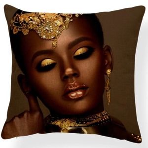 Princess with Gold Headdress Throw Pillow Cover